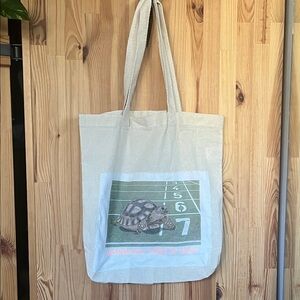 🐢 Handmade Beige Tote Bag with Tortoise Print 🐢